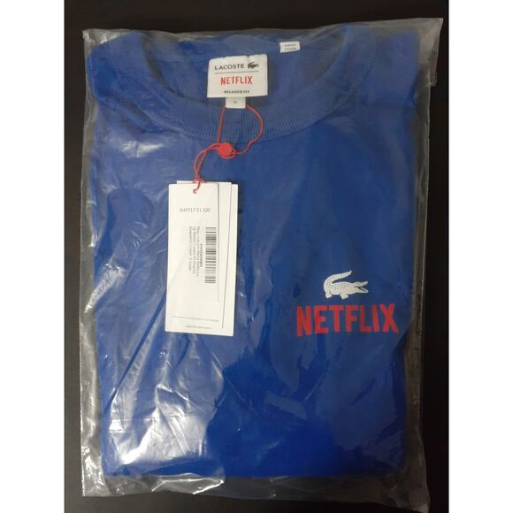 Lacoste Men's Netflix Long Sleeve Classic Fit Graphic Sweatshirt, Cobalt XL - Picture 2 of 3